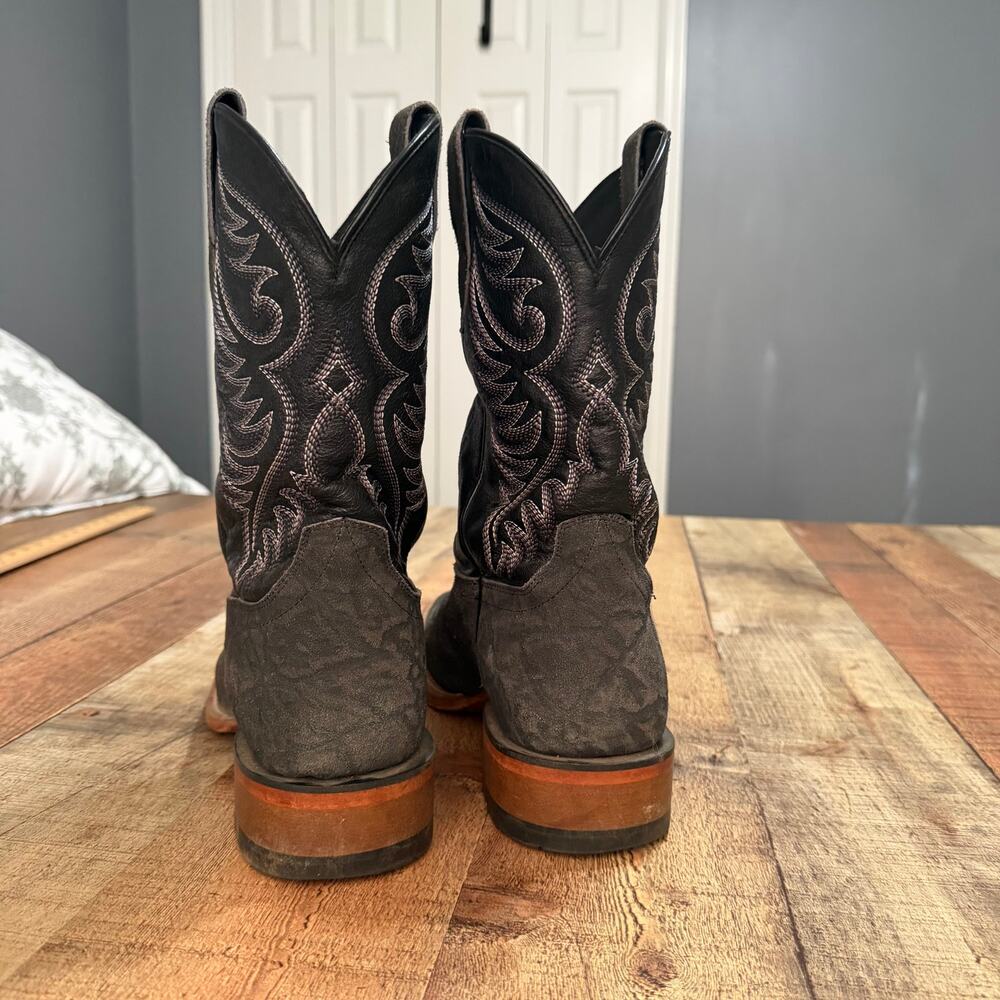 Ariat Black Elephant Roughout Wiley Boots Sz 11.5 D Cowboy Western Square Toe - Picture 7 of 8